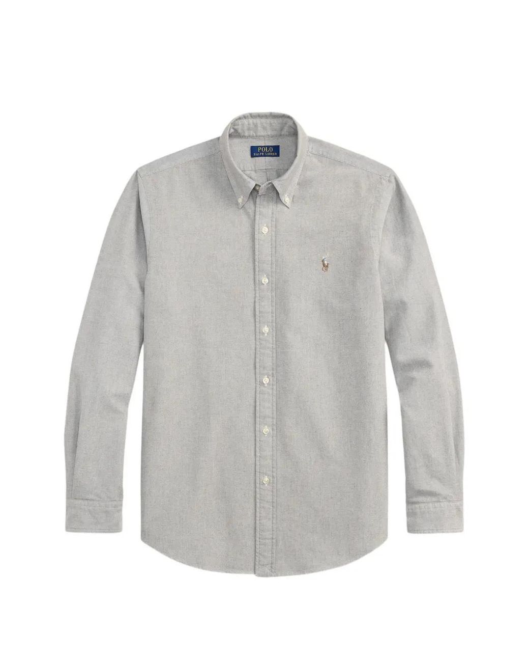 Polo Ralph Lauren Gray Logo Embroidered Oxford Shirt for men