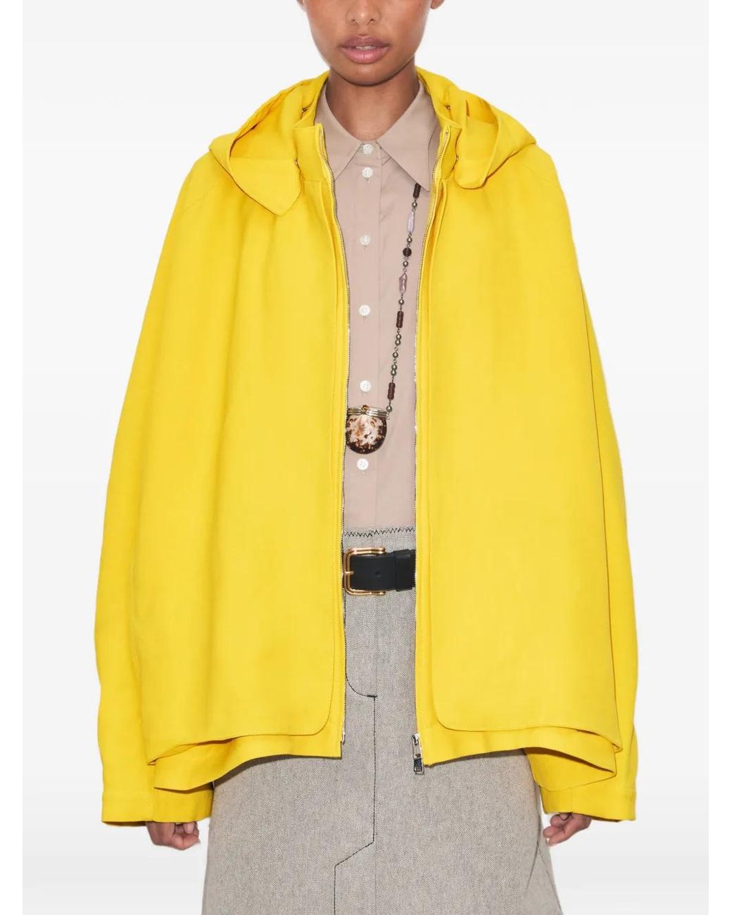Tory Burch Yellow Oversized Waxed Canvas Jacket