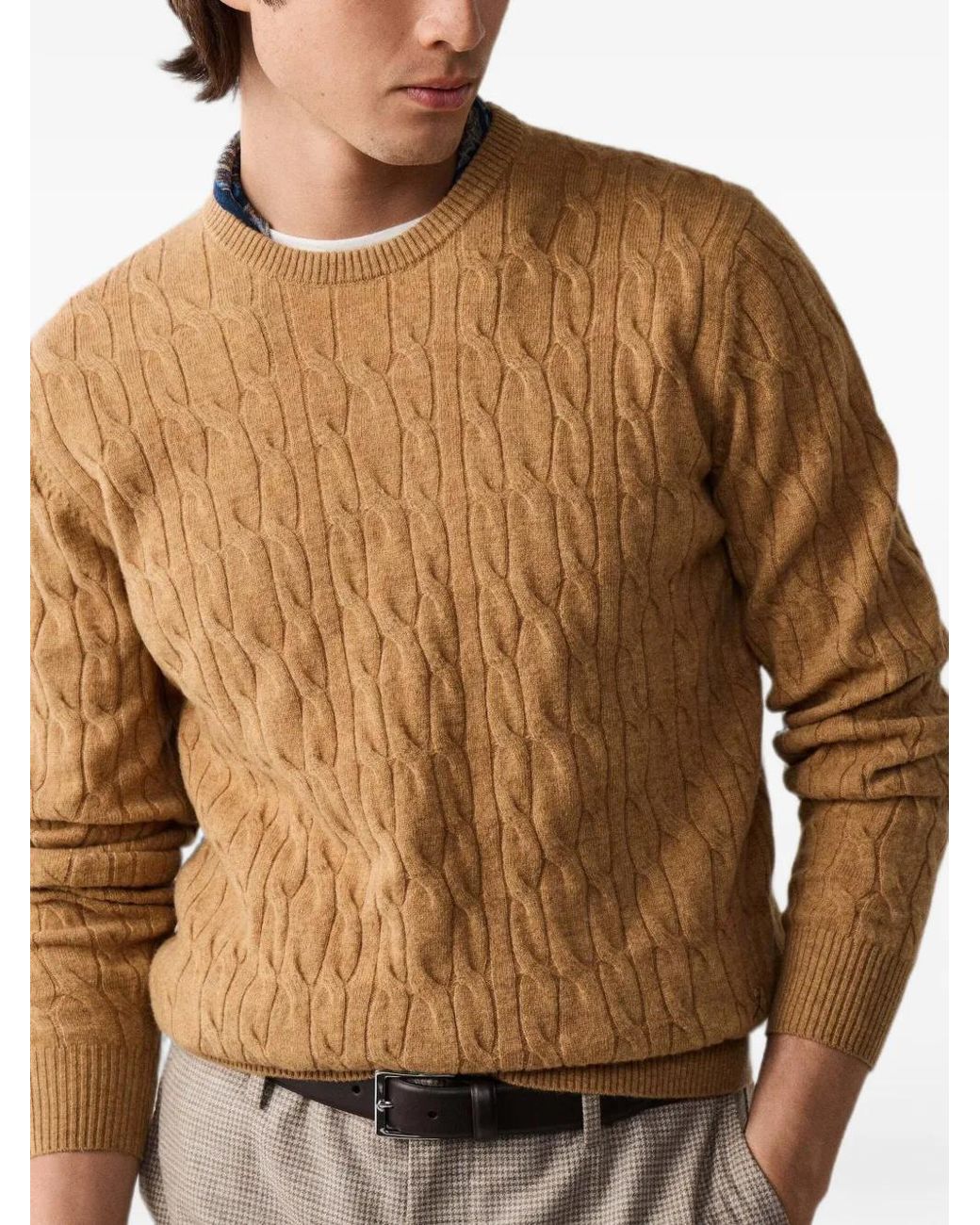 Hackett Multicolor Cable-Knit Lambswool Knit for men