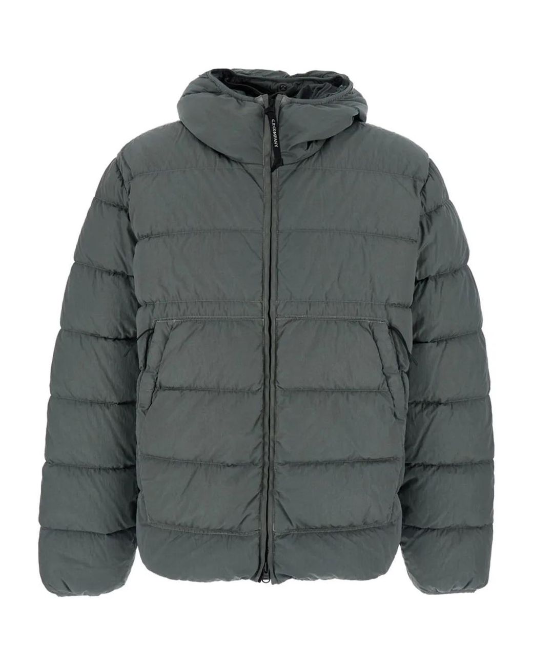 C P Company Gray Hooded Quilted Jacket for men
