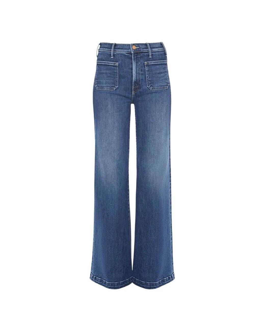 Mother Blue Hustler Roller Patch-Pocket Jeans