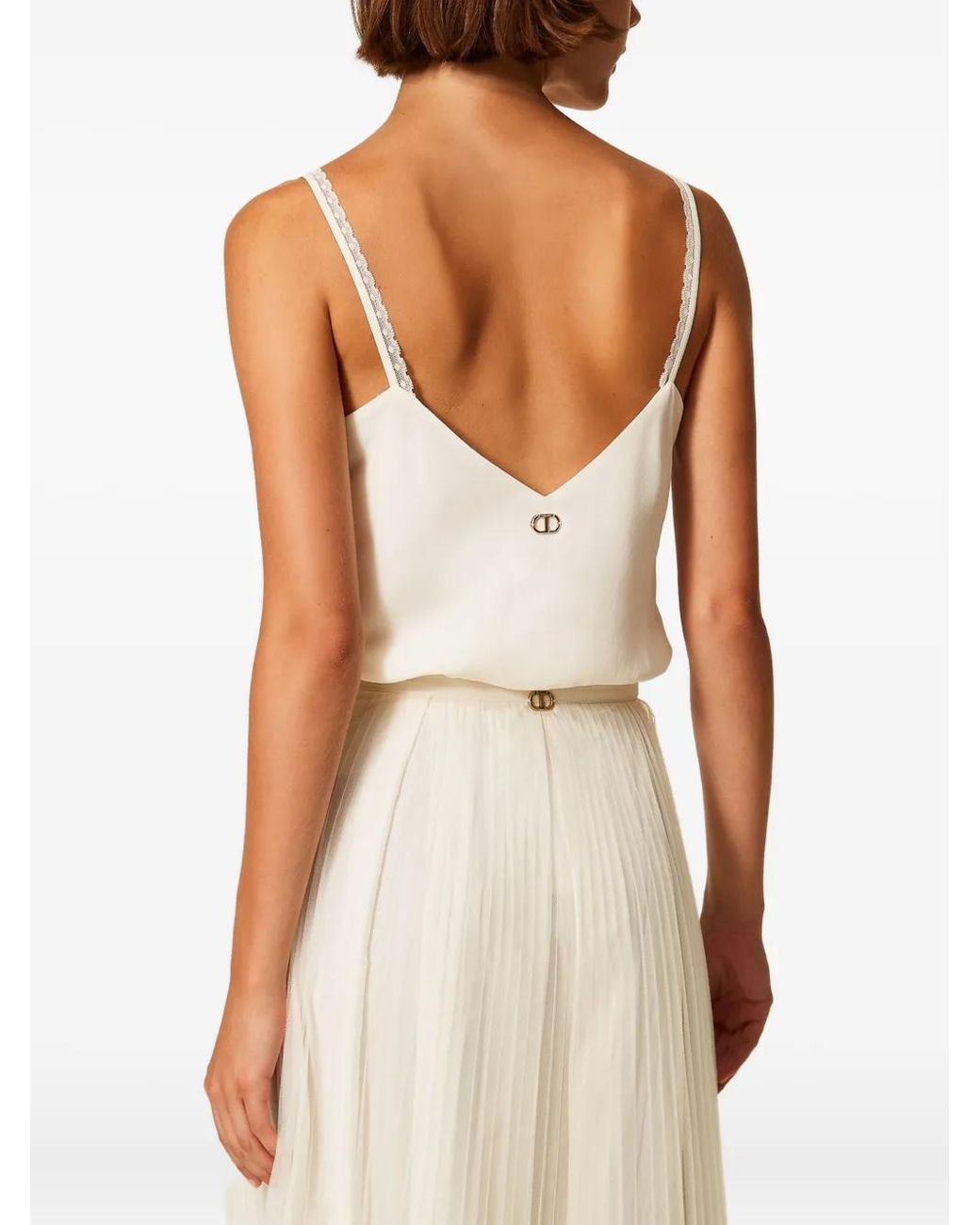 Twinset White Lace-Trimmed Top