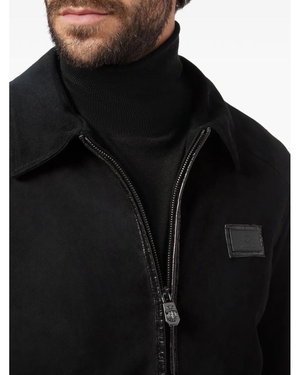 Billionaire Black Logo-Patch Bomber Jacket for men