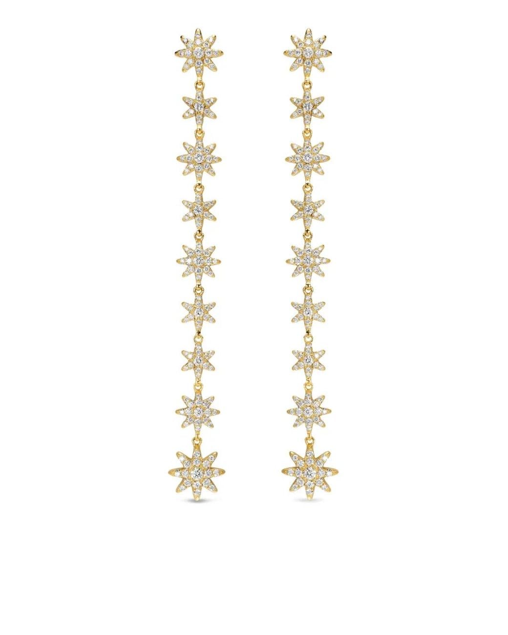 David Yurman White 18K Starburst Diamond Drop Earrings