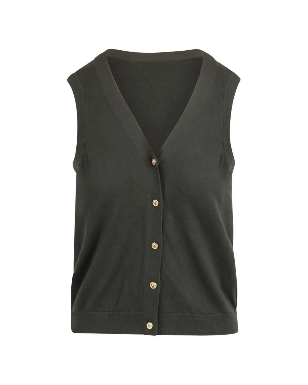 Max Mara Green V-Neck Button-Up Vest