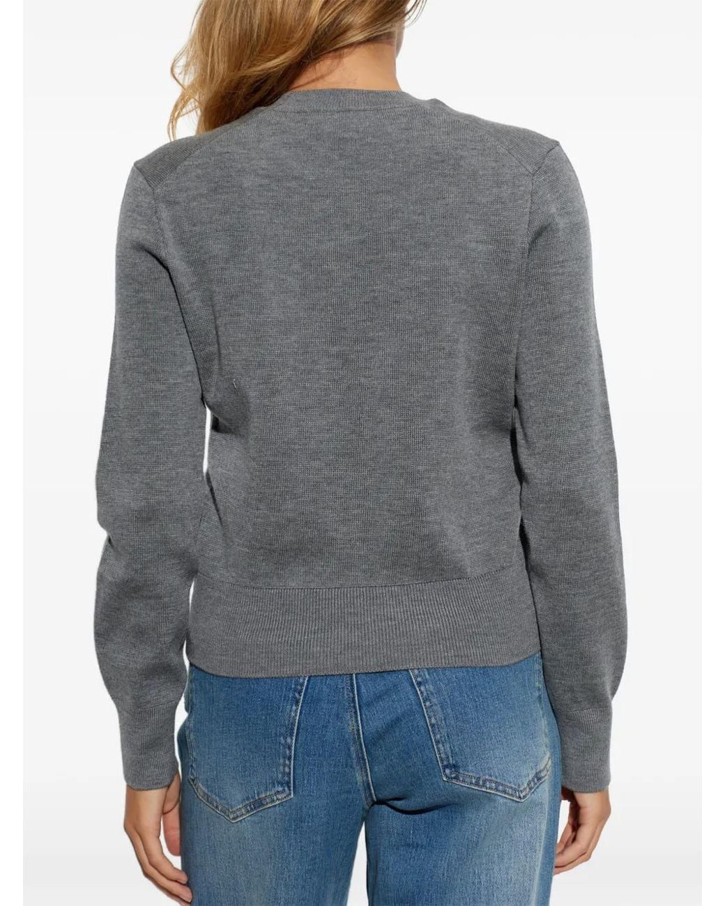 AMI Gray Langärmeliger Pullover