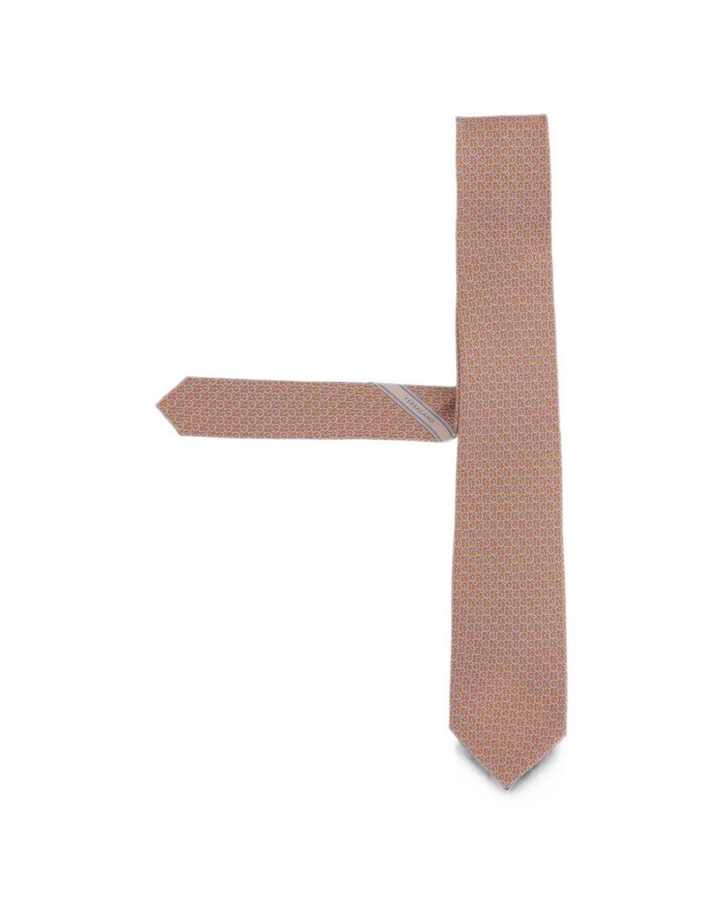 Ferragamo White Gancini Links Print Silk Tie for men
