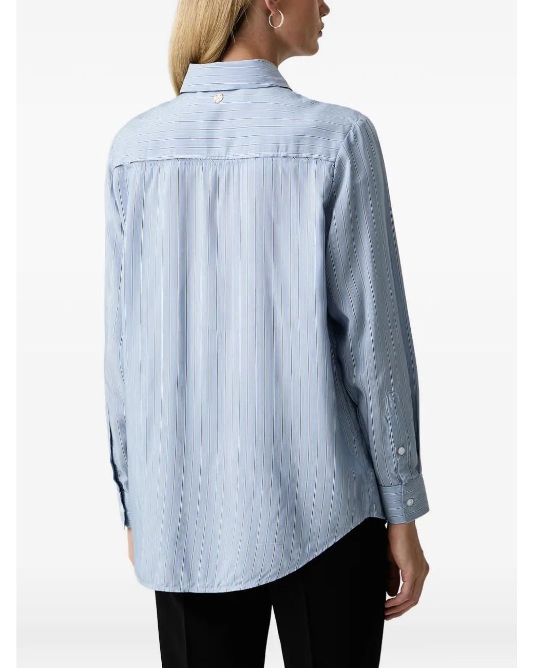 Silvian Heach Blue Vertical-Stripe Shirt