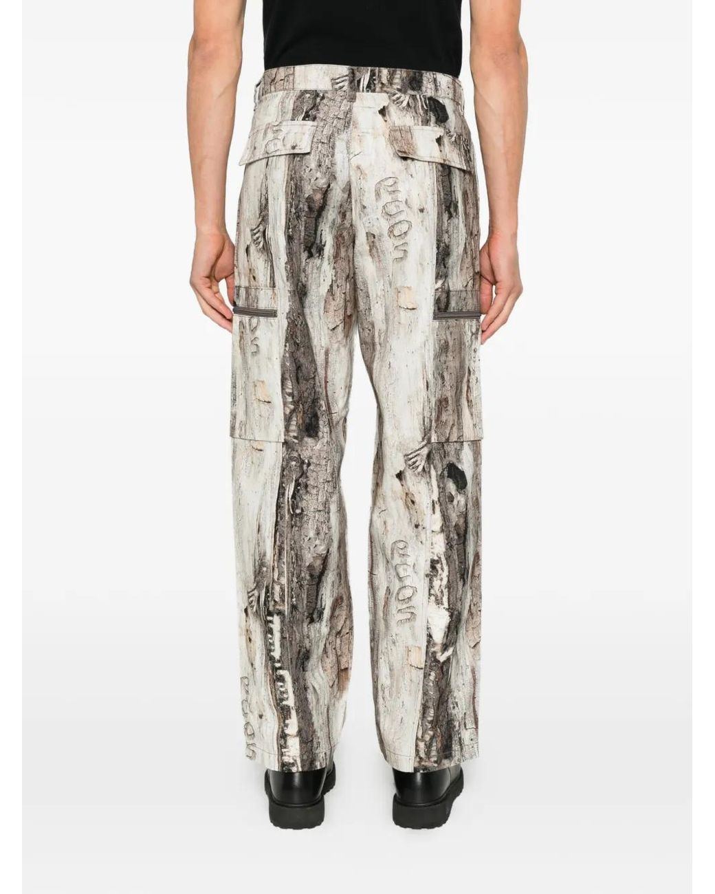 RC Outdoor Supply White Lassen Tree-Bark-Print Cargo Pants for men