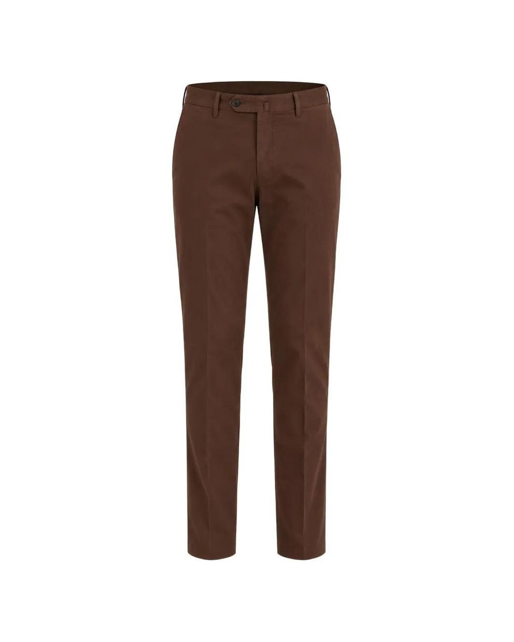 PT Torino Brown Slim-Fit Pressed-Crease Trousers for men