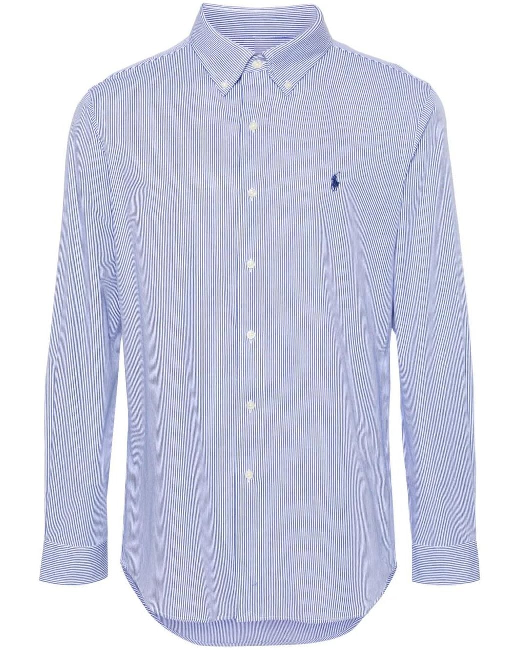 Polo Ralph Lauren Blue Striped Stretch Oxford Shirt for men