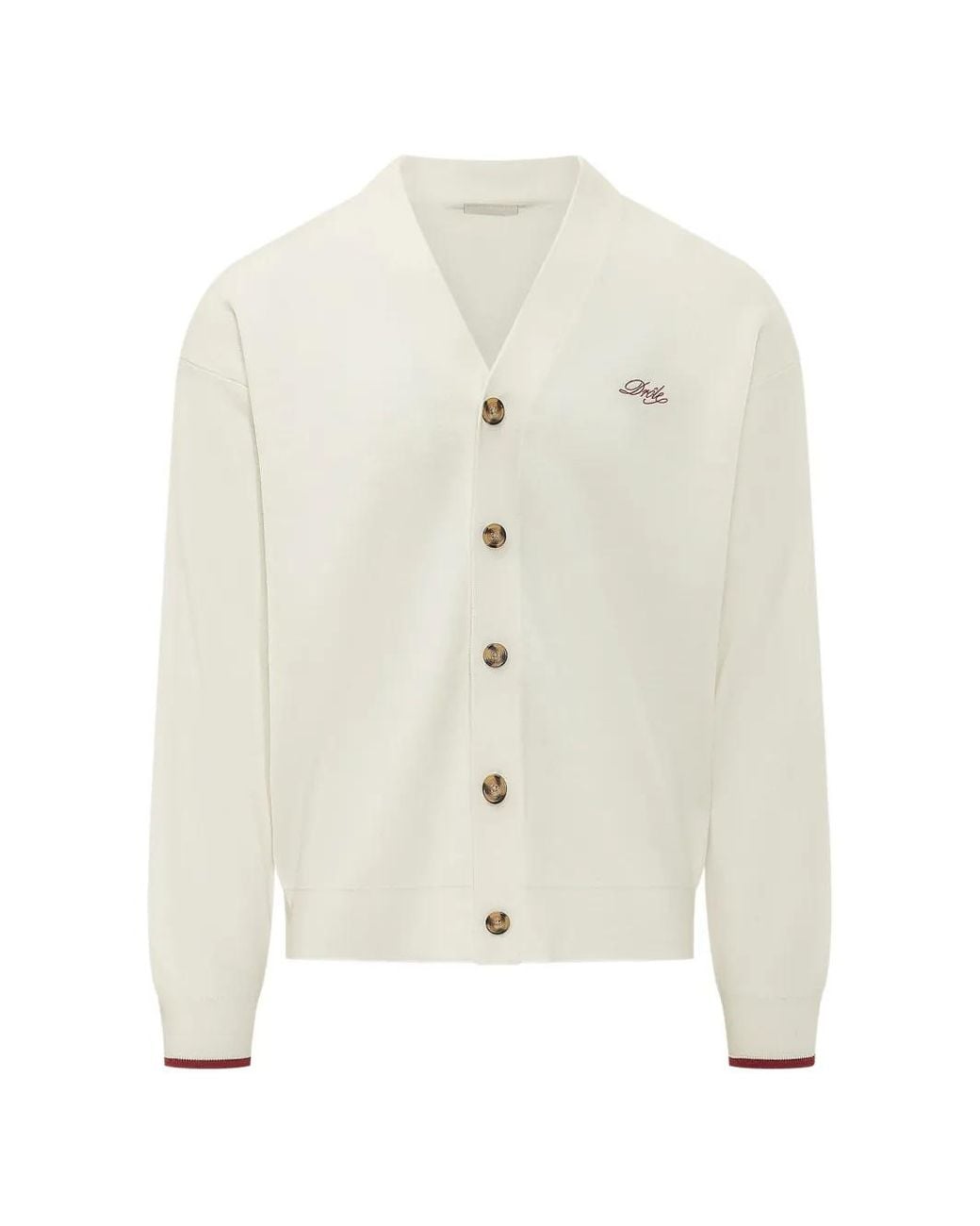 Drole de Monsieur White Funny Embroidered-Logo Cardigan for men