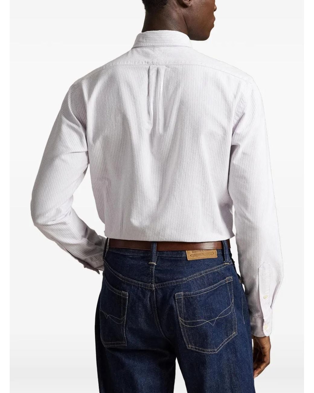Polo Ralph Lauren White Striped Oxford Shirt for men
