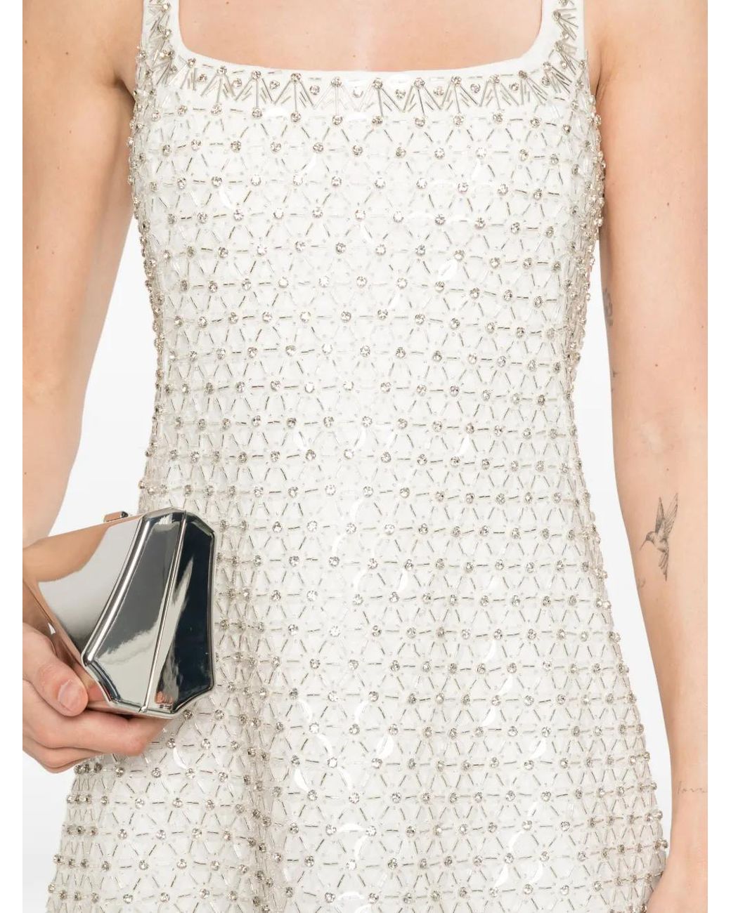 Jonathan Simkhai White Embellished Sleeveless Mini Dress