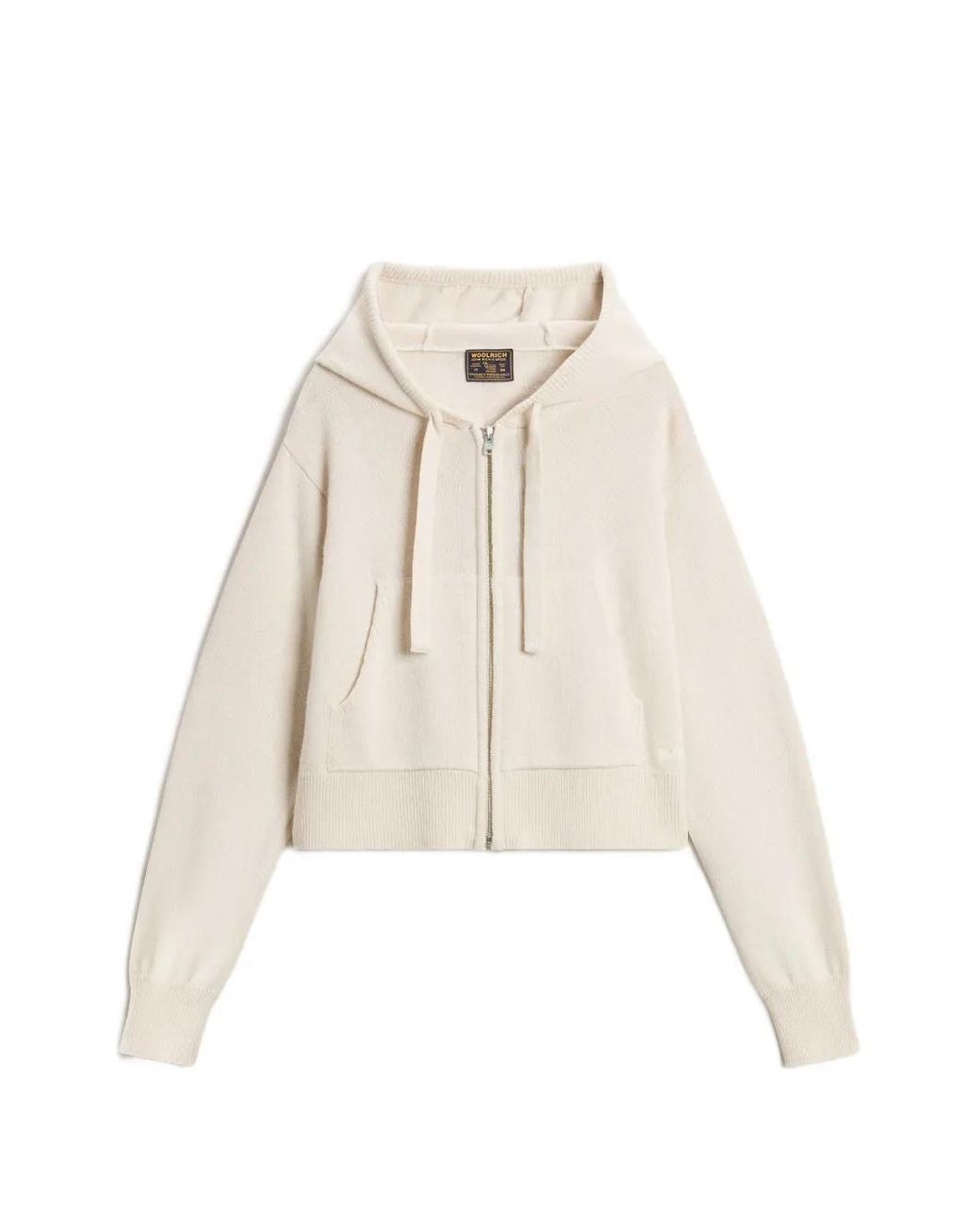 Woolrich Natural Cardigan Zippé À Capuche