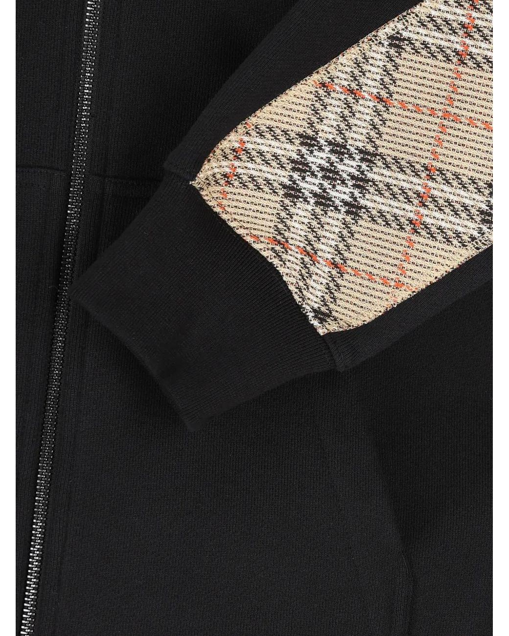 Burberry Black Rory Chk Pch Zip Hoodie for men