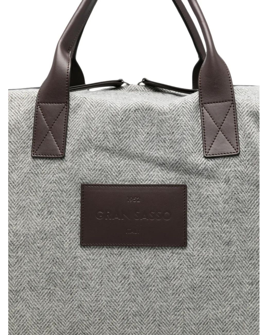 Gran Sasso Gray Herringbone-Pattern Wool Tote Bag for men