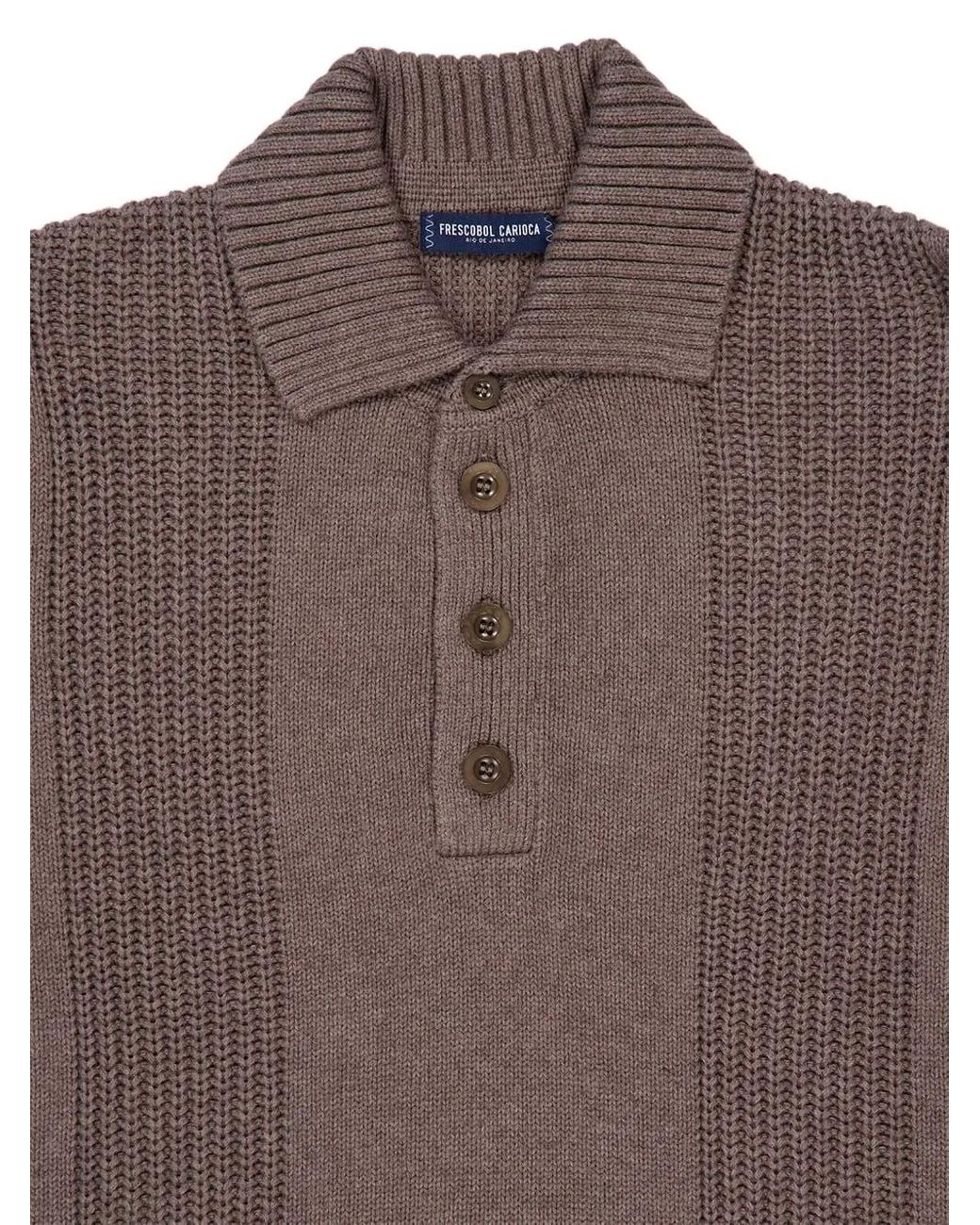 Frescobol Carioca Brown Romano Long-Sleeves Polo for men