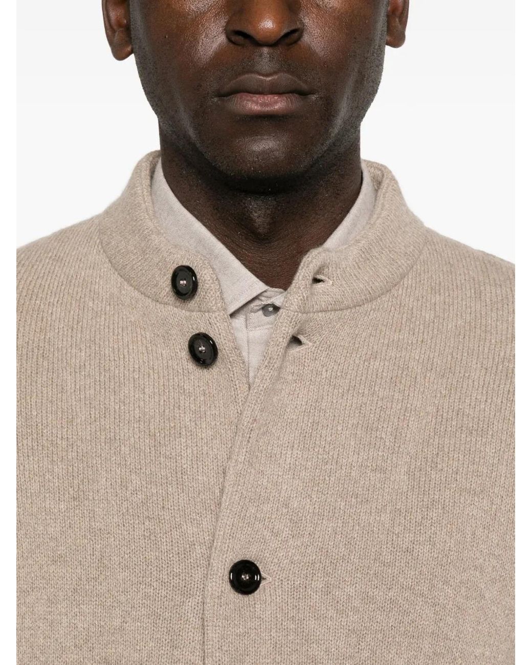 Lardini Natural Mandarin-Collar Button-Up Jacket for men