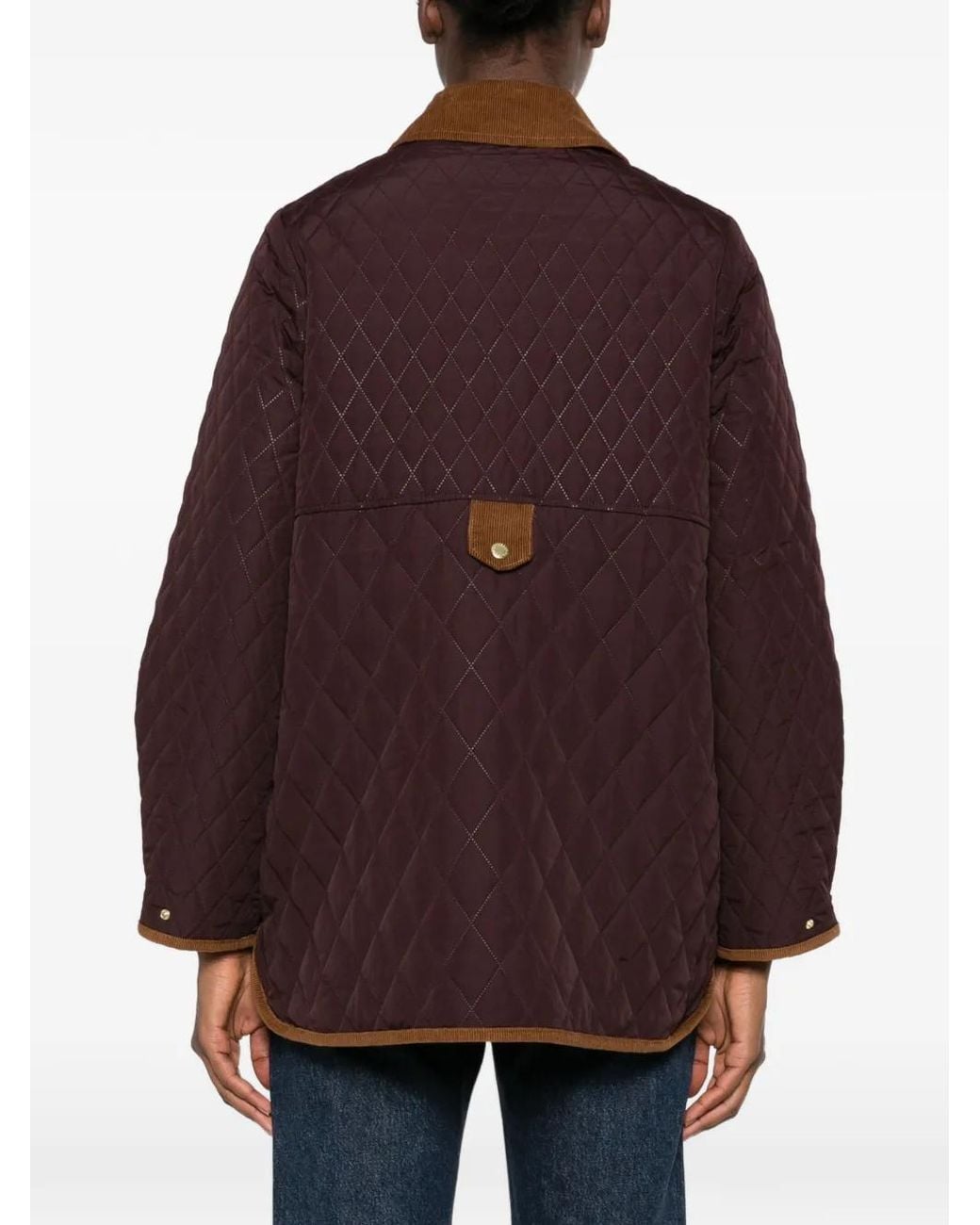 Barbour Brown Quilted Corduroy-Collar Oversized Jacket