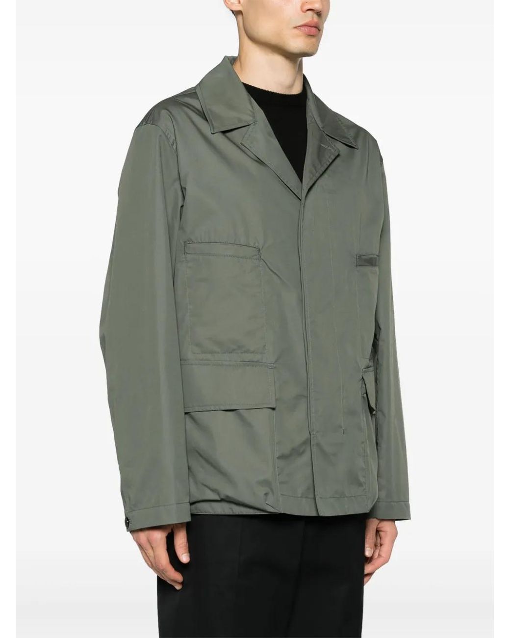 Lemaire Gray Cotton Blend Multipocket Overshirt for men