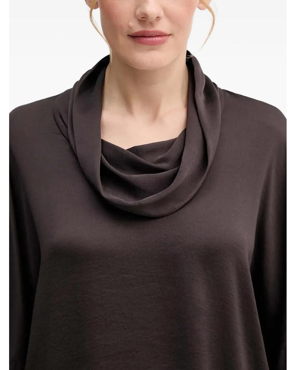 Joseph Ribkoff Black Cowl Neck Button Blouse