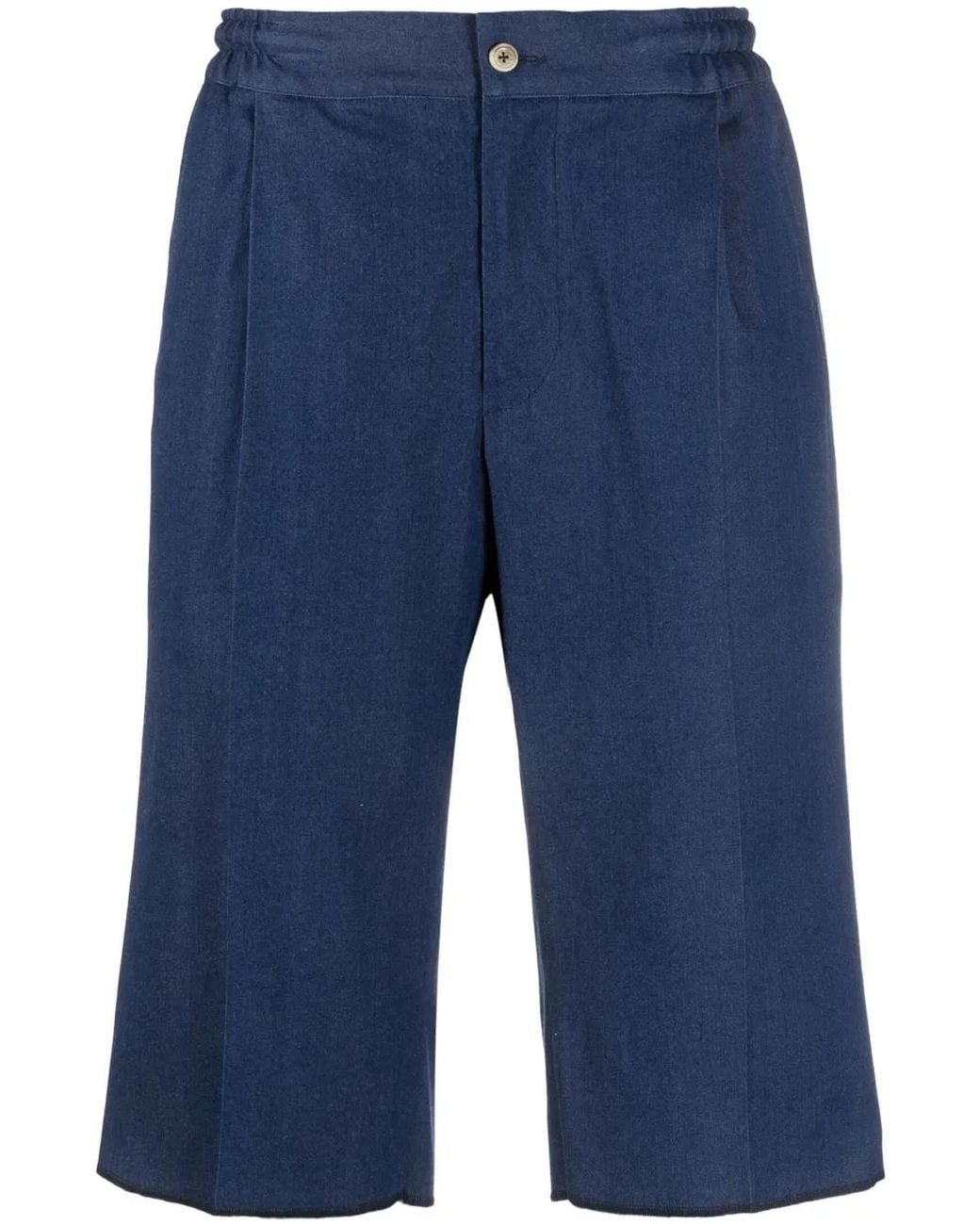 Kiton Blue Elasticated Denim Shorts for men