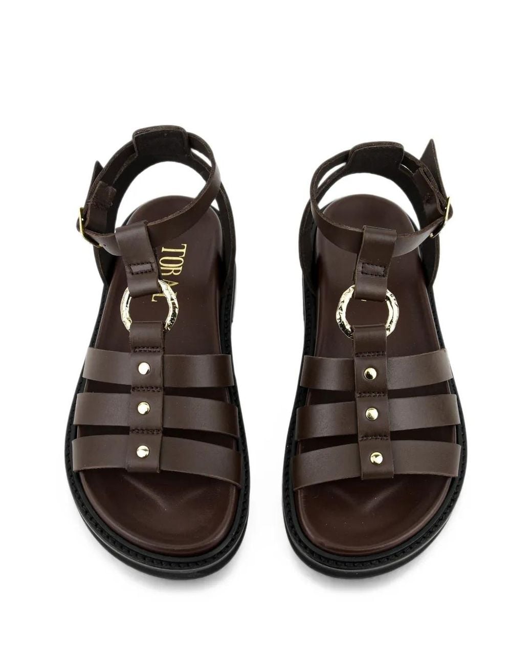 Toral Shoes Black Naxos Stud-Embellished Flat Sandals