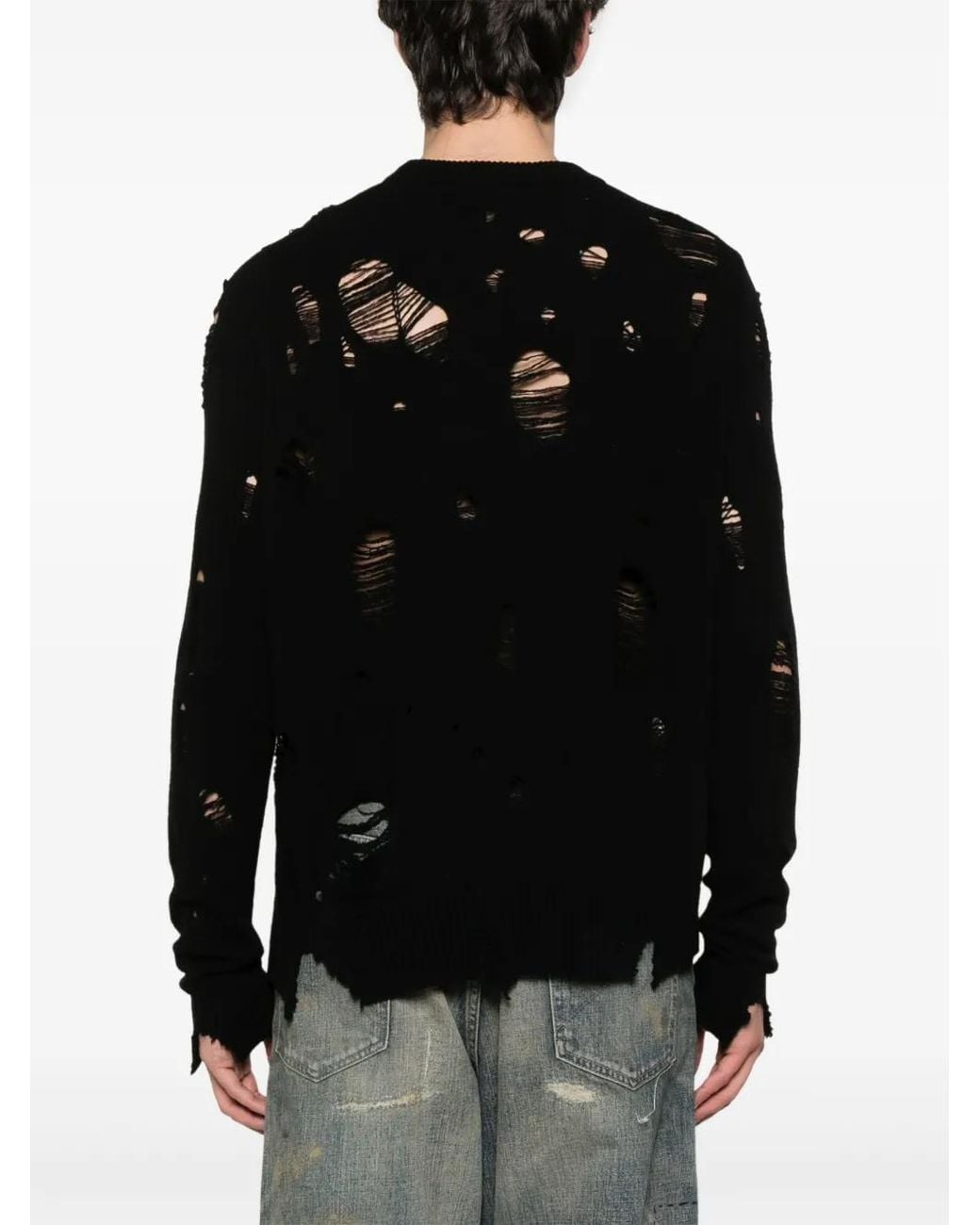 Charles Jeffrey Black Logo Distressed Sweater