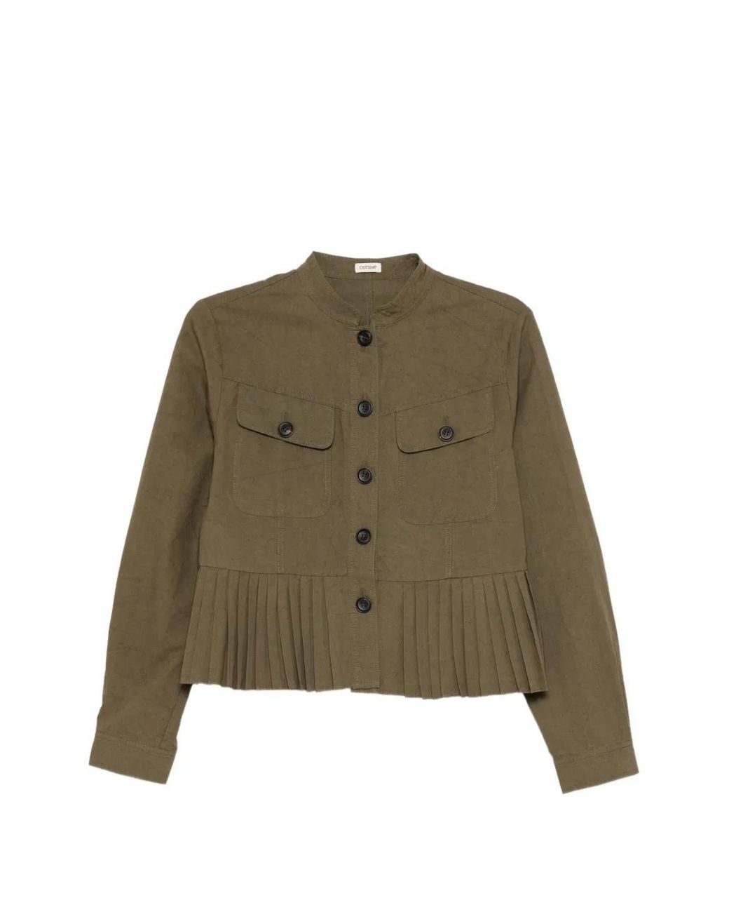 COTEMP Green Pleated-Hem Cropped Jacket
