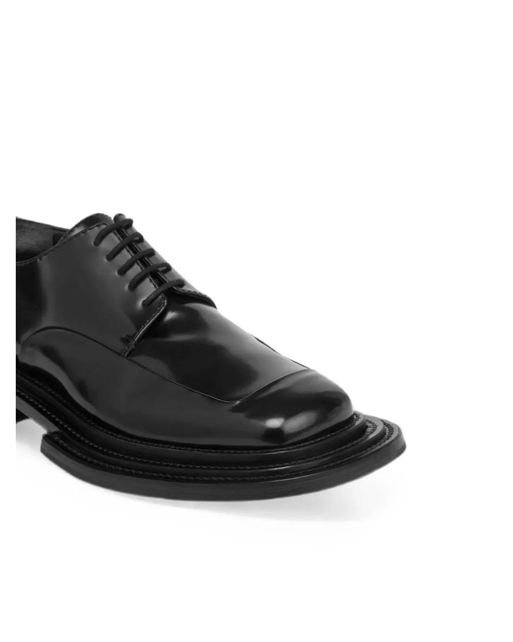 Moschino Black Square-Toe Leather Derby Shoes for men
