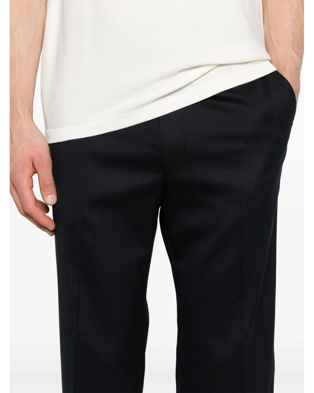 Corneliani Black Drawstring Tapered-Leg Trousers for men
