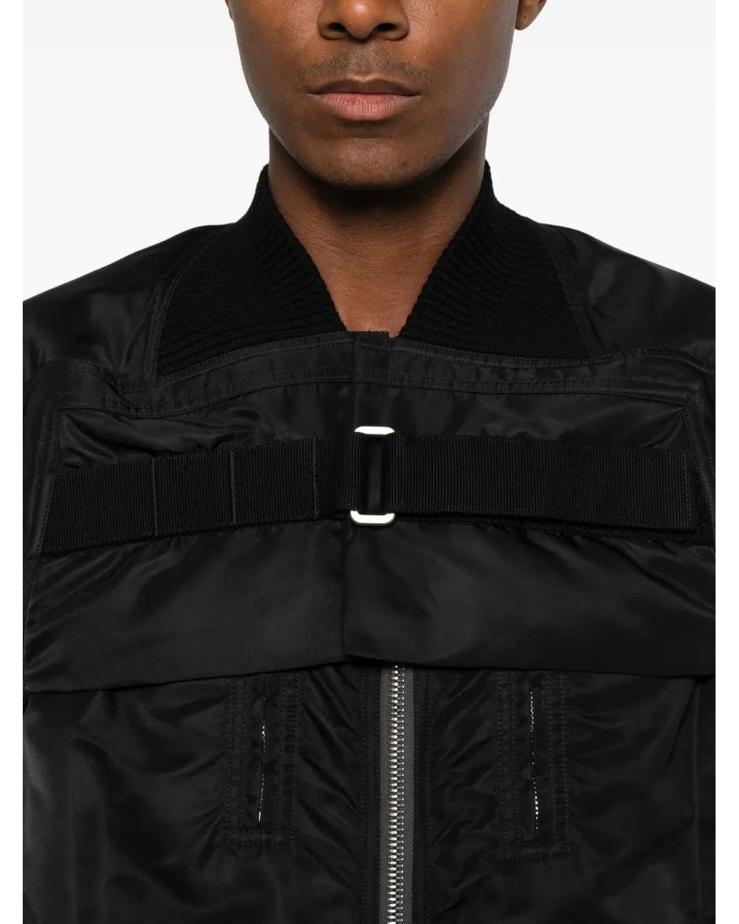 Rick Owens Black Veste 2 Piece Flight À Empiècements Et Bride À Boucle for men