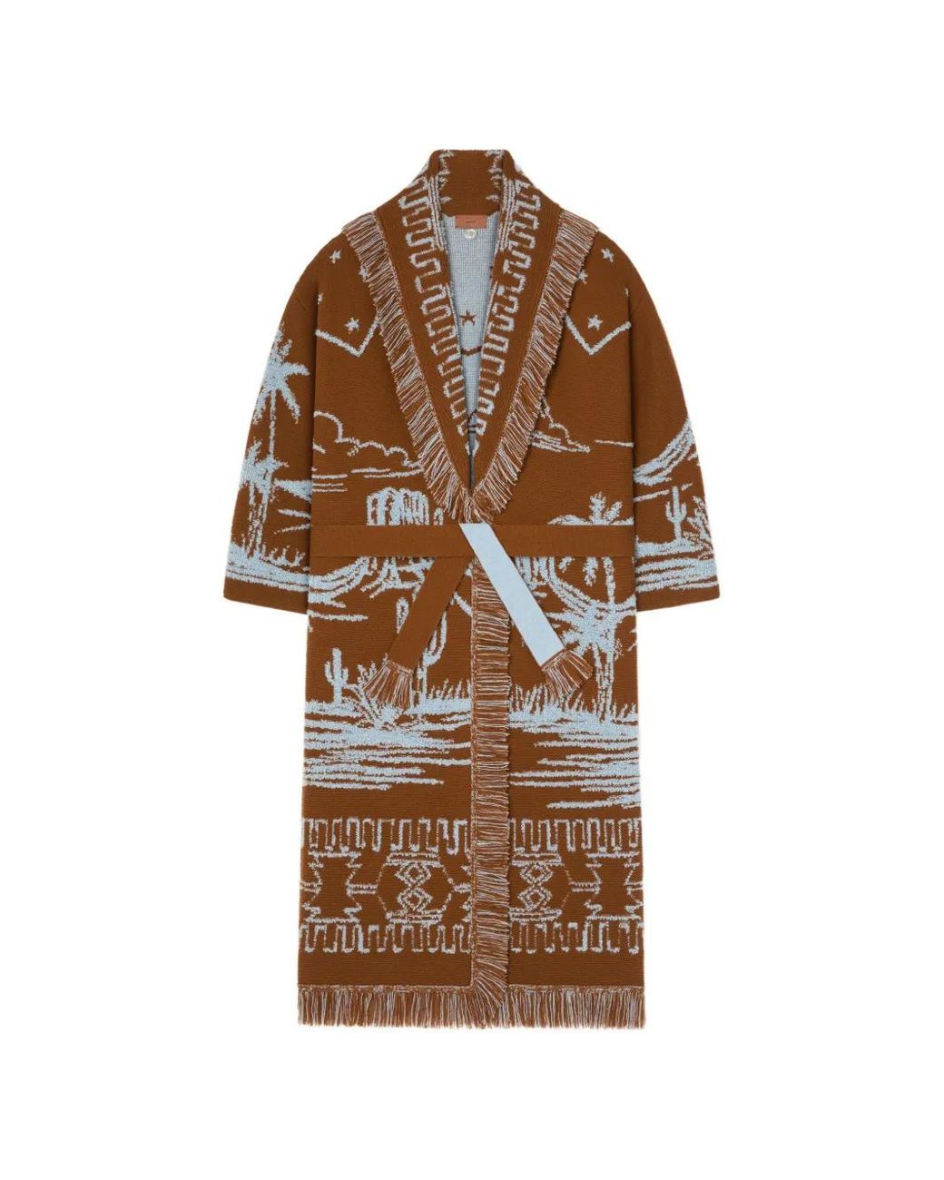 Alanui Brown Manteau Canyon Spirit À Simple Boutonnage