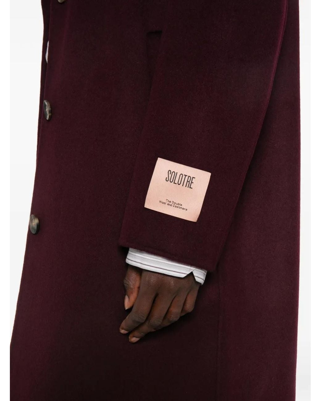 SOLOTRE Red Single-Breasted Notch-Lapels Coat