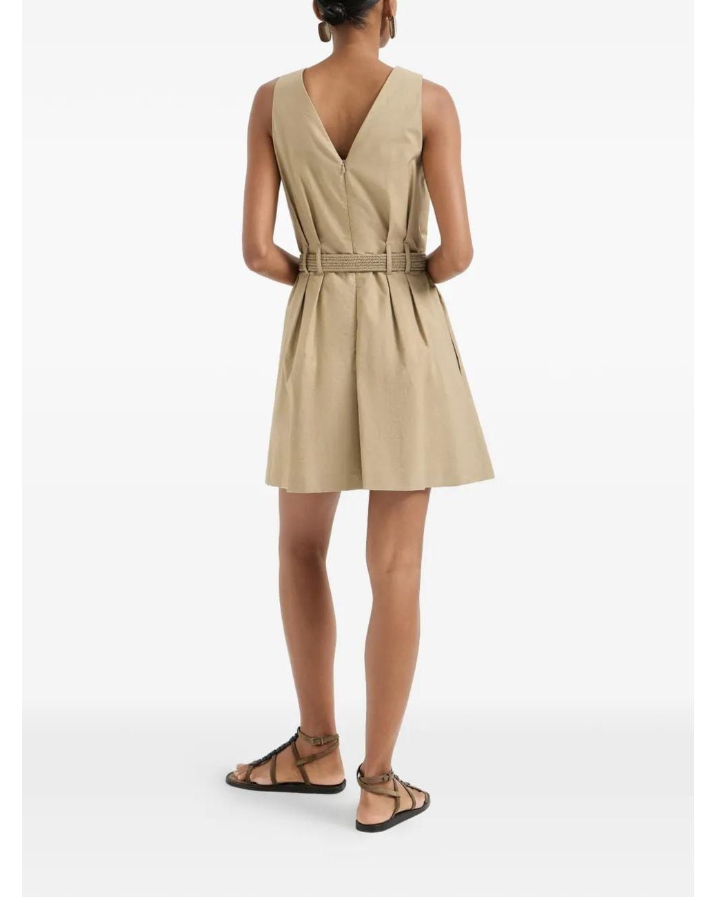 Brunello Cucinelli Natural Belted Mini Dress