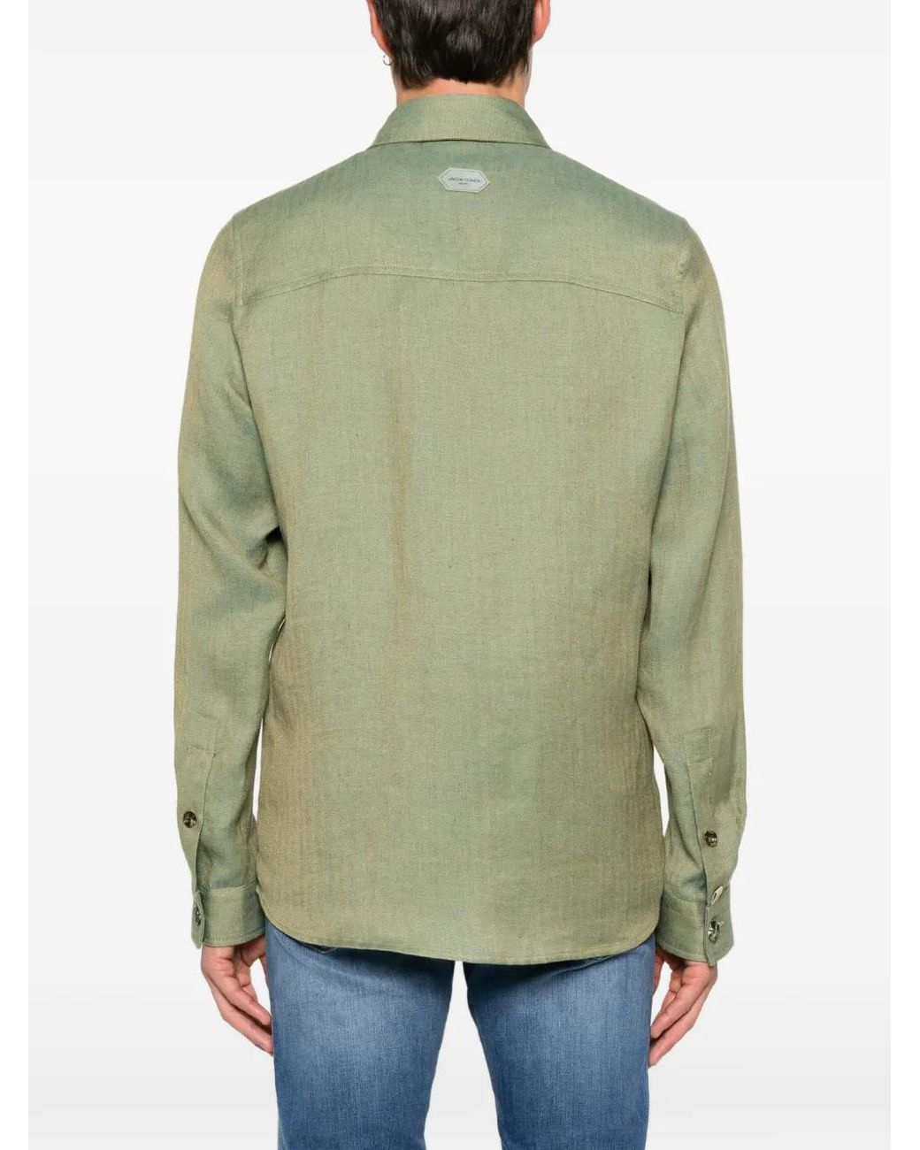 Jacob Cohen Green Herringbone-Weave Button-Up Jacket for men