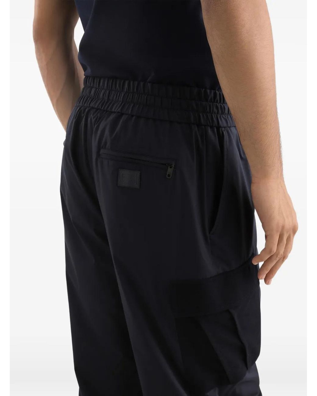 Dolce & Gabbana Blue Drawstring-Waistband Cargo Trousers for men