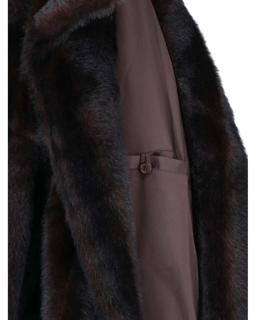 Frankie Shop Black Manteau Peignoir Ravello En Fourrure Artificielle