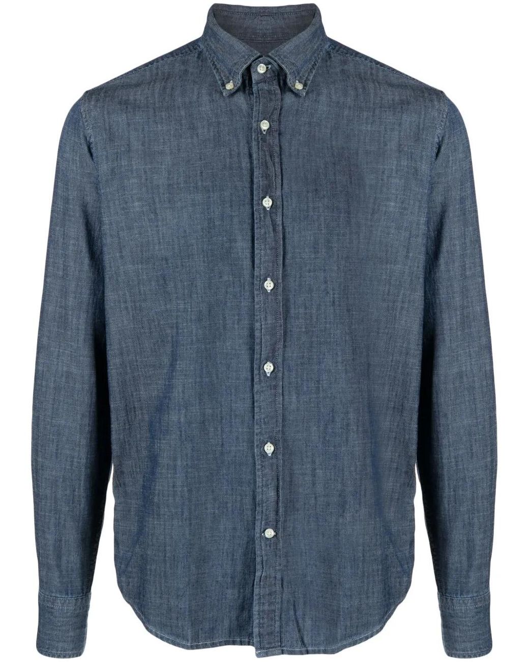 Button-Down Collar Cotton Shirt Deperlu de hombre de color Blue