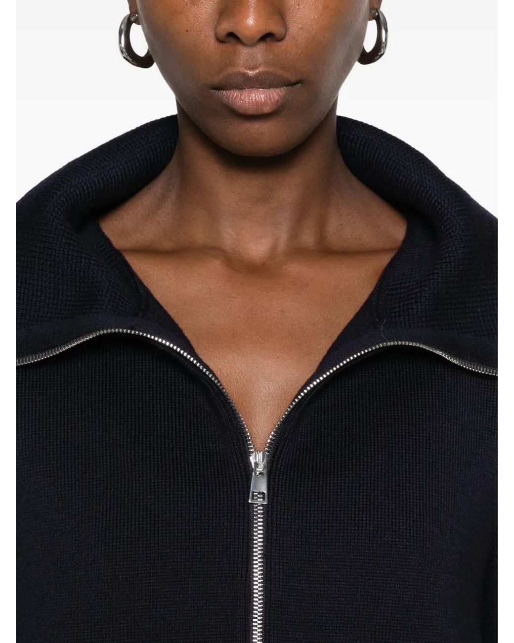 Rohe Black Zip-Up Ribbed-Trim Cardigan