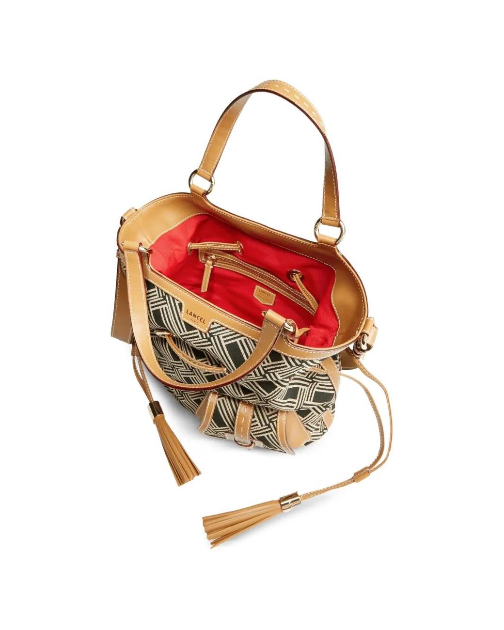 Lancel Brown Premier Flirt Geometric-Pattern Bucket Bag