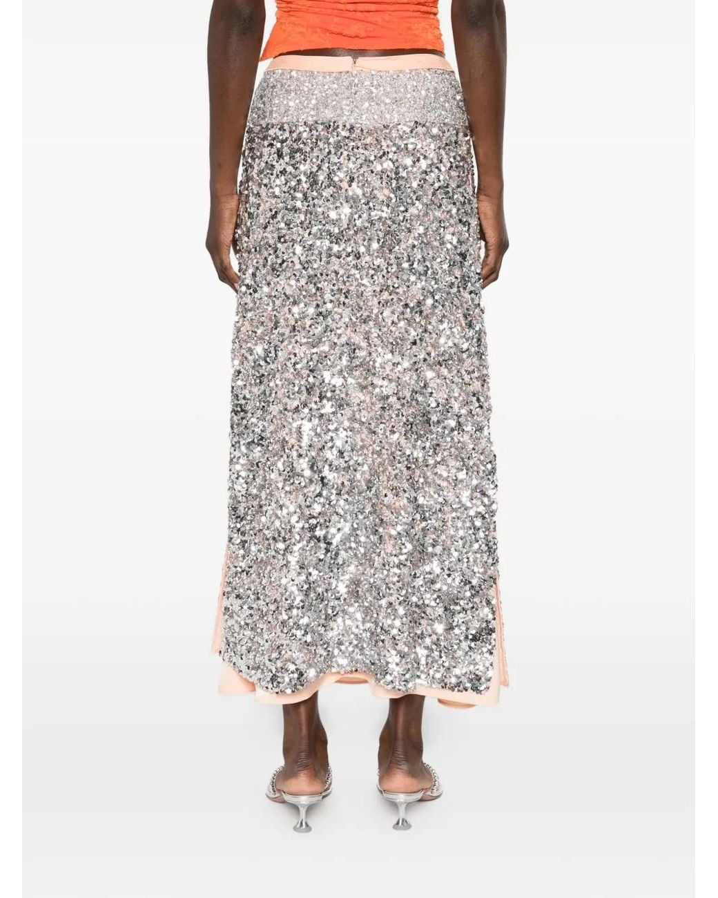Rabanne Gray Sequin-Embellishment Maxi Skirt