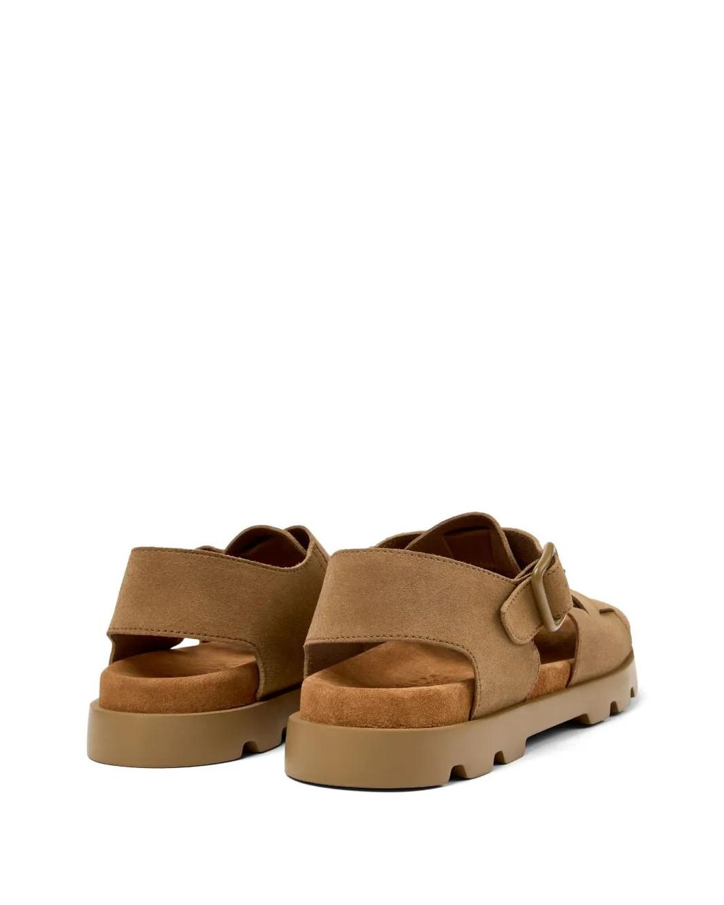 Camper Brown Brutus Buckled Suede Sandals for men