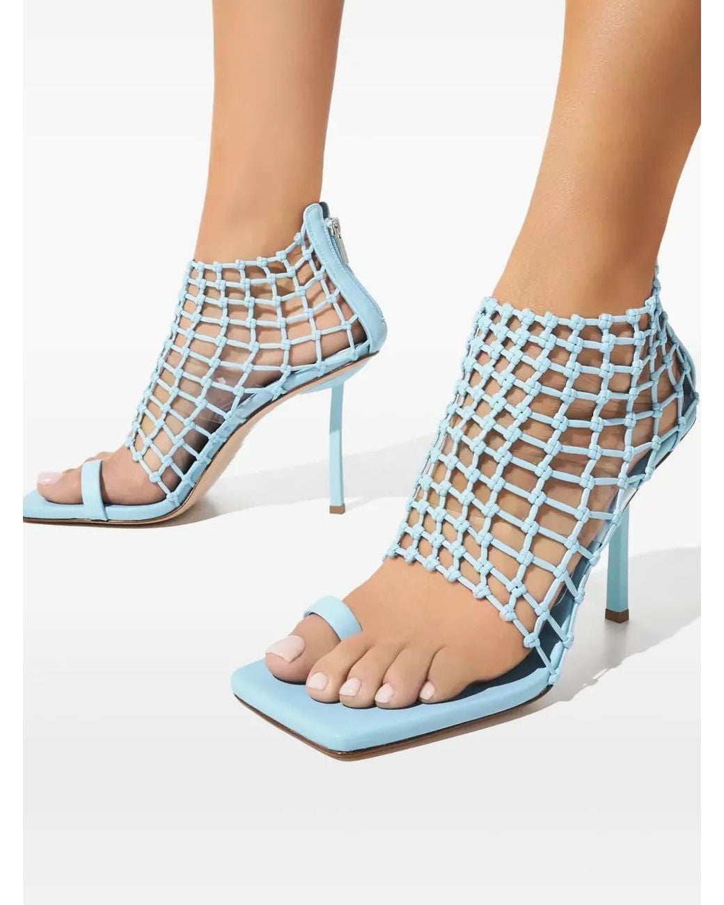 Le Silla Blue 100Mm Openwork Square-Toe Sandals