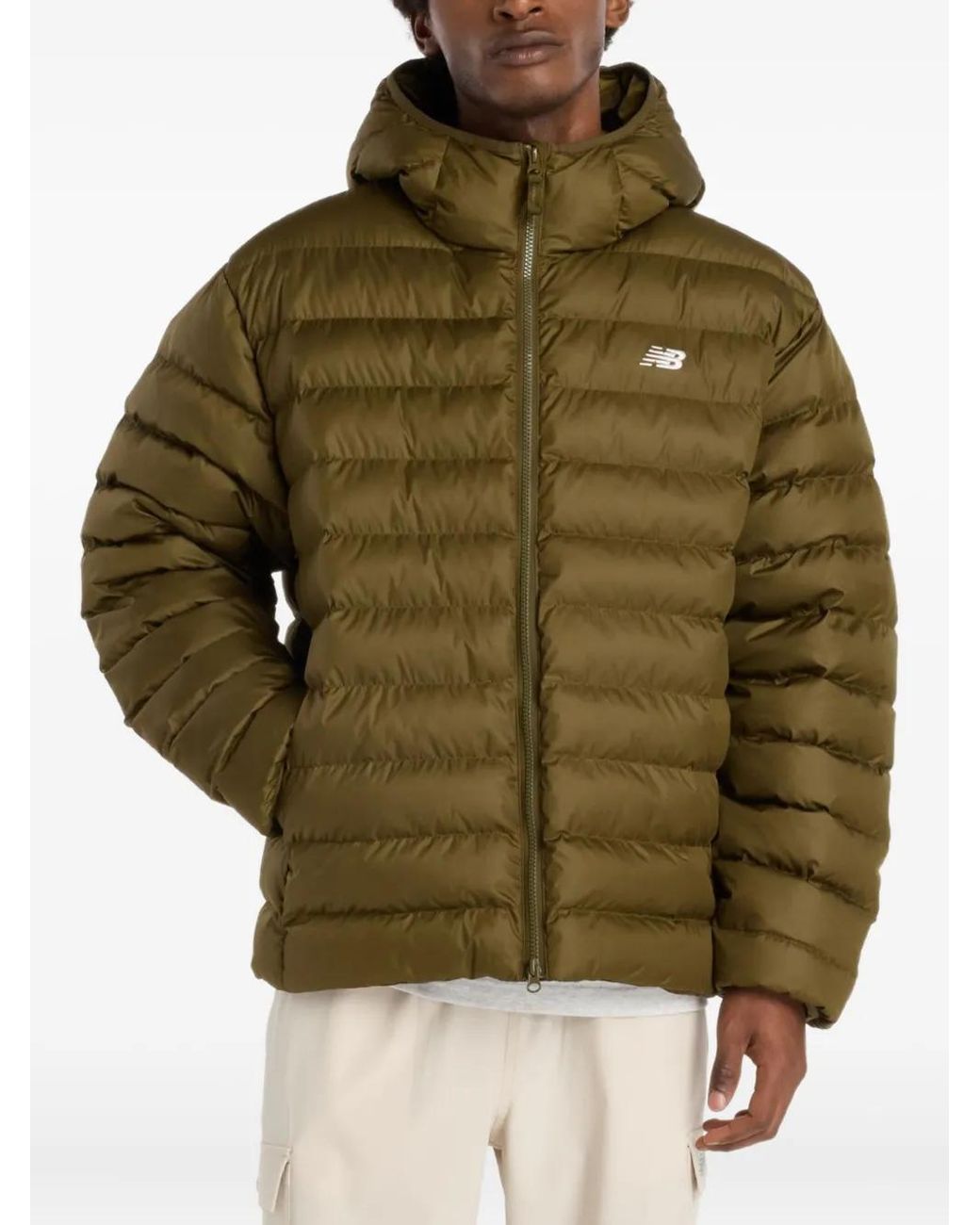 New Balance Donsjack Met Capuchon in het Green voor heren