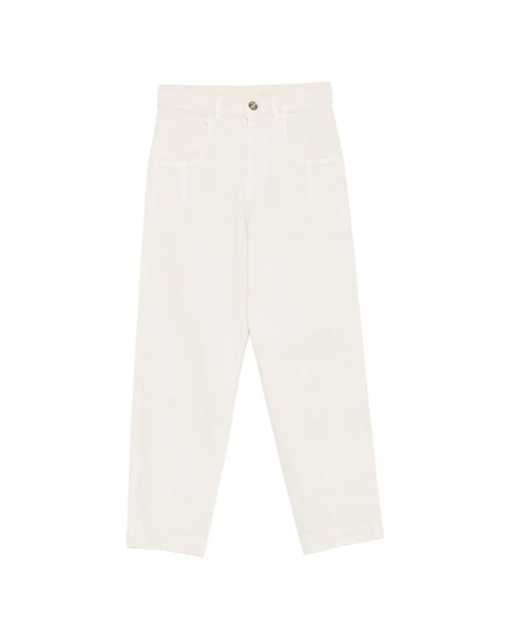 Eleventy White Sand Cotton Trousers