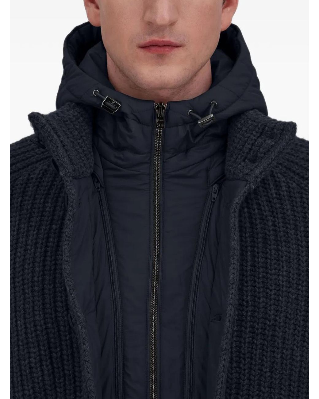 Herno Blue Cable-Knit Corncob-Stitch Cardigan for men
