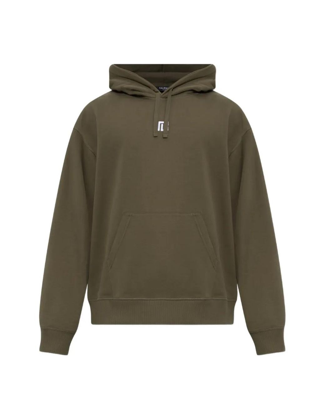 Balmain Green Logo-Detail Drawstring Hoodie for men