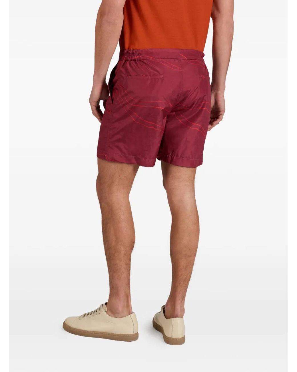 Slowear Red Button-Fastening Swim Shorts for men